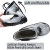 imageWTW Toddler and Kids Rain Boots UnisexChild Waterproof Rubber Rain Boots with EasyOn Handles in Fun Patterns for Girls and Boys ToddlerLittle KidBig KidBlackGrey