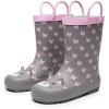 imageWTW Toddler and Kids Rain Boots UnisexChild Waterproof Rubber Rain Boots with EasyOn Handles in Fun Patterns for Girls and Boys ToddlerLittle KidBig KidCat