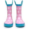 imageWTW Toddler and Kids Rain Boots UnisexChild Waterproof Rubber Rain Boots with EasyOn Handles in Fun Patterns for Girls and Boys ToddlerLittle KidBig KidDots
