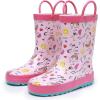 imageWTW Toddler and Kids Rain Boots UnisexChild Waterproof Rubber Rain Boots with EasyOn Handles in Fun Patterns for Girls and Boys ToddlerLittle KidBig KidPony