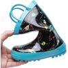 imageWTW Toddler and Kids Rain Boots UnisexChild Waterproof Rubber Rain Boots with EasyOn Handles in Fun Patterns for Girls and Boys ToddlerLittle KidBig KidSpace