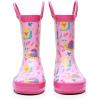 imageWTW Toddler and Kids Rain Boots UnisexChild Waterproof Rubber Rain Boots with EasyOn Handles in Fun Patterns for Girls and Boys ToddlerLittle KidBig KidSnails