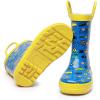 imageWTW Toddler and Kids Rain Boots UnisexChild Waterproof Rubber Rain Boots with EasyOn Handles in Fun Patterns for Girls and Boys ToddlerLittle KidBig KidMulti Cars