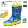 imageWTW Toddler and Kids Rain Boots UnisexChild Waterproof Rubber Rain Boots with EasyOn Handles in Fun Patterns for Girls and Boys ToddlerLittle KidBig KidMulti Cars