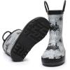imageWTW Toddler and Kids Rain Boots UnisexChild Waterproof Rubber Rain Boots with EasyOn Handles in Fun Patterns for Girls and Boys ToddlerLittle KidBig KidBlackGrey