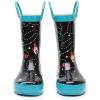 imageWTW Toddler and Kids Rain Boots UnisexChild Waterproof Rubber Rain Boots with EasyOn Handles in Fun Patterns for Girls and Boys ToddlerLittle KidBig KidSpace