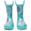 imageWTW Toddler and Kids Rain Boots UnisexChild Waterproof Rubber Rain Boots with EasyOn Handles in Fun Patterns for Girls and Boys ToddlerLittle KidBig KidAquamarine
