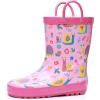 imageWTW Toddler and Kids Rain Boots UnisexChild Waterproof Rubber Rain Boots with EasyOn Handles in Fun Patterns for Girls and Boys ToddlerLittle KidBig KidSnails