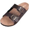 imageWomens Comfort Slide Sandals Cow Suede Cork Footbed Sandals for Women with Adjustable Strap Buckle Open Toe Beach SandalsBuckle Brown