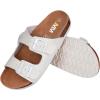 imageWomens Comfort Slide Sandals Cow Suede Cork Footbed Sandals for Women with Adjustable Strap Buckle Open Toe Beach SandalsBuckle White