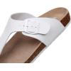 imageWomens Comfort Slide Sandals Cow Suede Cork Footbed Sandals for Women with Adjustable Strap Buckle Open Toe Beach SandalsWhite