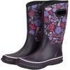 imageWTW Womens Rubber Rain Boots Mid Calf Waterproof Insulated Neoprene Muck Boots Outdoor Hunting Garden Boots for WomenPink Flower