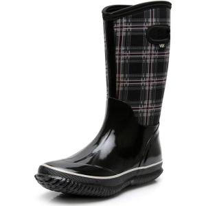 imageWTW Womens Rubber Rain Boots Mid Calf Waterproof Insulated Neoprene Muck Boots Outdoor Hunting Garden Boots for WomenLattice