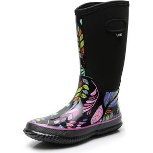 imageWTW Womens Rubber Rain Boots Mid Calf Waterproof Insulated Neoprene Muck Boots Outdoor Hunting Garden Boots for WomenLeaf