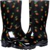 imageAsgard Womens Mid Calf Rain Boots Printed Waterproof Rubber Boots Short Garden ShosePineapple Black