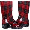 imageAsgard Womens Mid Calf Rain Boots Printed Waterproof Rubber Boots Short Garden ShosePlaid Red