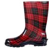 imageAsgard Womens Mid Calf Rain Boots Printed Waterproof Rubber Boots Short Garden ShosePlaid Red