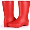 imageAsgard Womens Mid Calf Rain Boots Waterproof Garden Shoes Slip on Rubber BootsRed