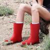 imageAsgard Womens Mid Calf Rain Boots Waterproof Garden Shoes Slip on Rubber BootsRed