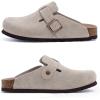 imageAsgard Womens Suede Clogs Leather Mules Arch Support Potato Shoes with Comfort Cork Footbed  Wide Feet Please Half Size UPGrey