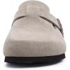 imageAsgard Womens Suede Clogs Leather Mules Arch Support Potato Shoes with Comfort Cork Footbed  Wide Feet Please Half Size UPGrey