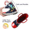 imagelandchief Toddler Rain Boots Kids Rain Boots Waterproof Rubber Boots for Girls and Boys with Fun Patterns and EasyOn HandlesBlue Rocket