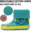 imagelandchief Toddler Rain Boots Kids Rain Boots Waterproof Rubber Boots for Girls and Boys with Fun Patterns and EasyOn HandlesBlue Shark