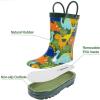 imagelandchief Toddler Rain Boots Kids Rain Boots Waterproof Rubber Boots for Girls and Boys with Fun Patterns and EasyOn HandlesDino