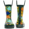 imagelandchief Toddler Rain Boots Kids Rain Boots Waterproof Rubber Boots for Girls and Boys with Fun Patterns and EasyOn HandlesDino