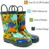 imagelandchief Toddler Rain Boots Kids Rain Boots Waterproof Rubber Boots for Girls and Boys with Fun Patterns and EasyOn HandlesDino