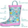 imagelandchief Toddler Rain Boots Kids Rain Boots Waterproof Rubber Boots for Girls and Boys with Fun Patterns and EasyOn HandlesPink Rabbits