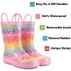imagelandchief Toddler Rain Boots Kids Rain Boots Waterproof Rubber Boots for Girls and Boys with Fun Patterns and EasyOn HandlesPink Rainbow