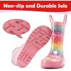 imagelandchief Toddler Rain Boots Kids Rain Boots Waterproof Rubber Boots for Girls and Boys with Fun Patterns and EasyOn HandlesPink Rainbow