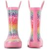 imagelandchief Toddler Rain Boots Kids Rain Boots Waterproof Rubber Boots for Girls and Boys with Fun Patterns and EasyOn HandlesPink Rainbow