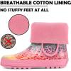 imagelandchief Toddler Rain Boots Kids Rain Boots Waterproof Rubber Boots for Girls and Boys with Fun Patterns and EasyOn HandlesPink Rainbow