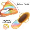 imagelandchief Toddler Rain Boots Kids Rain Boots Waterproof Rubber Boots for Girls and Boys with Fun Patterns and EasyOn HandlesRainbow Stripes