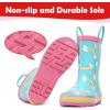 imagelandchief Toddler Rain Boots Kids Rain Boots Waterproof Rubber Boots for Girls and Boys with Fun Patterns and EasyOn HandlesRainbow Unicorn