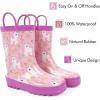 imagelandchief Toddler Rain Boots Kids Rain Boots Waterproof Rubber Boots for Girls and Boys with Fun Patterns and EasyOn HandlesUnicorns