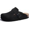 imageAsgard Suede Clogs Mules Potato Shoes with Comfort Cork Footbed  Wide Feet Please Half Size UPBlack