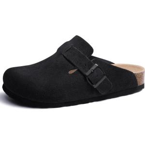 imageAsgard Suede Clogs Mules Potato Shoes with Comfort Cork Footbed  Wide Feet Please Half Size UPBlack