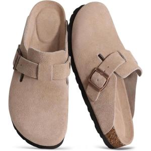 imageAsgard Suede Clogs Mules Potato Shoes with Comfort Cork Footbed  Wide Feet Please Half Size UPTaupe