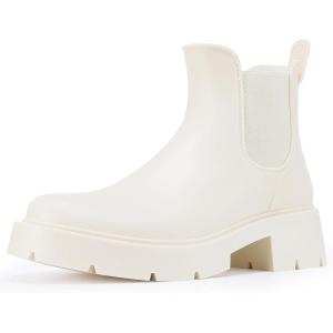 imageAsgard Womens Ankle Rain Boots Waterproof Chelsea BootsPlatform Beige