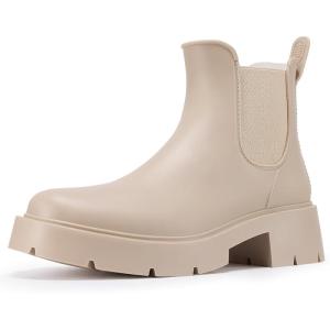 imageAsgard Womens Ankle Rain Boots Waterproof Chelsea BootsPlatform Nude