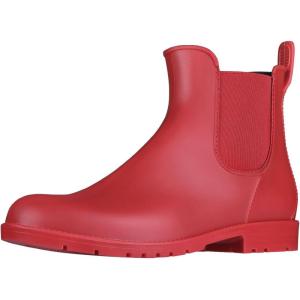 imageAsgard Womens Ankle Rain Boots Waterproof Chelsea BootsRed