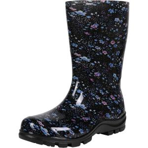 imageAsgard Womens Mid Calf Rain Boots Printed Waterproof Rubber Boots Short Garden ShoseFloret Violet