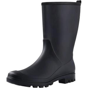 imageAsgard Womens Mid Calf Rain Boots Waterproof Garden Shoes Slip on Rubber BootsBlack