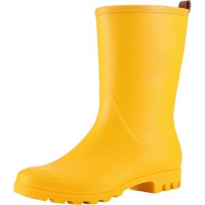 imageAsgard Womens Mid Calf Rain Boots Waterproof Garden Shoes Slip on Rubber BootsYellow