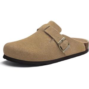 imageAsgard Womens Suede Clogs Leather Mules Arch Support Potato Shoes with Comfort Cork Footbed  Wide Feet Please Half Size UPBrown
