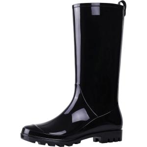 imageAsgard Womens Tall Rain Boots Knee High Waterproof Rainboots Rubber Garden Boots Glossy Black 39 Size 85