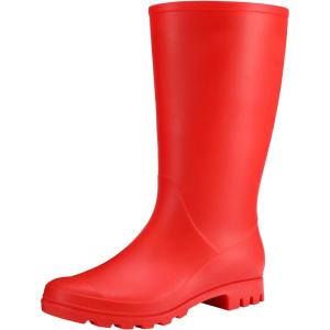 imageAsgard Womens Tall Rain Boots Waterproof Knee High Rainboots Rubber Garden BootsMatte Red